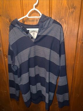Company 81 Navy & Light Gray Striped Hooded Pullover - XL